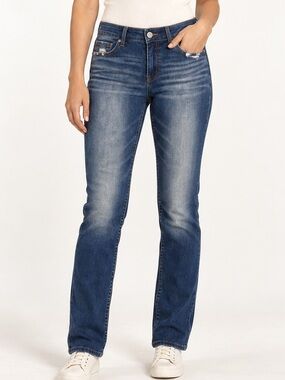 BKE Stella Mid-Rise Slim Fit Straight Jeans Size 28x30 Medium Wash Distressed